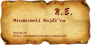 Mindszenti Bojána névjegykártya